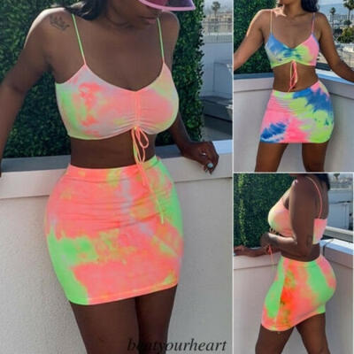 

New Sexy Womens 2Pcs Co-ord Set Crop Top & Shorts Playsuit Summer Mini Jumpsuit
