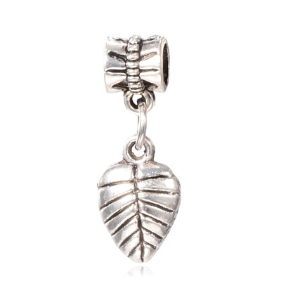 

Tibetan Style Alloy European Dangle Beads Large Hole Pendants Leaf Antique Silver 28mm Hole 5mm
