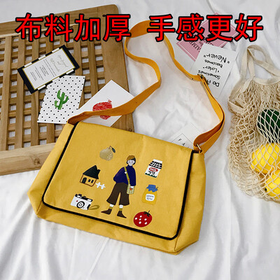 

Canvas Baggage Girls One Shoulder Ins Slant Dual-purpose Student Japanese Harbour Graffiti Retro-Gusen Chic Port Wind Baggage