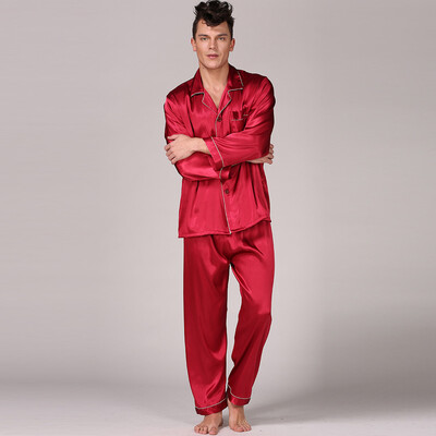 

Toponeto Mens Long-sleeved Solid Color Suit Foreign Trade Home Service Pajamas