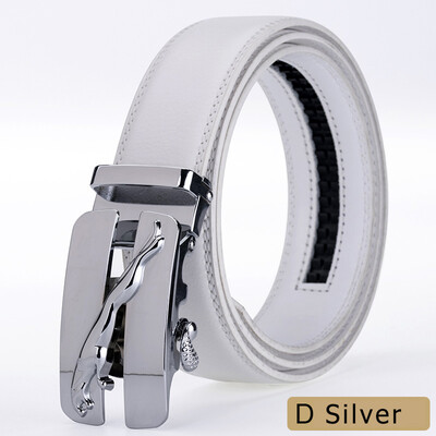 

new alloy automatic buckle belts for men white male real genuine leather belt for business cinturones para hombre cuero 2019