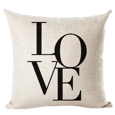 

〖Follure〗White letter heart linen linen pillowcase cushion cover