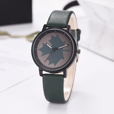 

RM Fashion Simple And Simple Leisure Maple Leaf Scale Leather Strap Ladies Watch