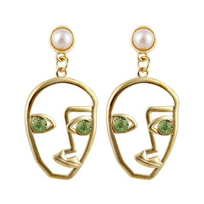 

EK721 2018 New Trend Fashion Jewelry Gold Filled Funny Face Statement Earrings For Women Crystal Dangle Earrings Bijoux
