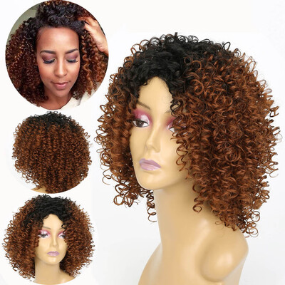 

〖Follure〗Women Fashion Lady Gold Brown Gradient Short Curls Hair Cosplay Party Wig