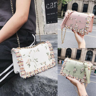 

NEW Women Ladies Shoulder Quilted Handbag Gold Chain Faux Leather Cross Body Bag
