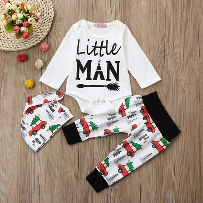 

Newborn Infant Baby Boy Girl Clothes Letter Romper TopsPants 3PCS Outfits Set