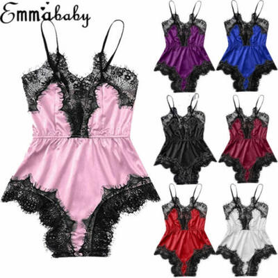 

UK Women Sexy Satin Lace Sleepwear Babydoll Lingerie Bodysuit Nightdress Pajamas