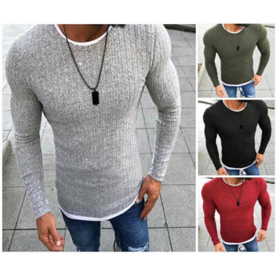 

Fashion Men Winter Slim Turtleneck Nice Sweater Round-Neck Warm Jumper Pullover