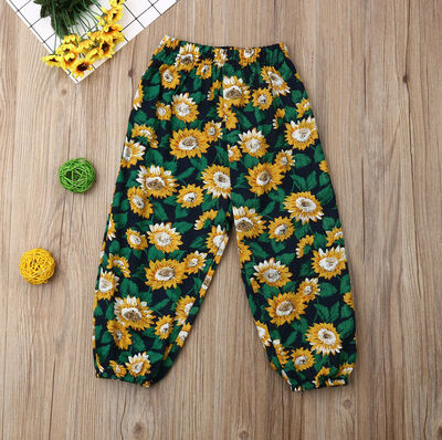 

Loose Breathable Pants Toddler Baby Girls Bottom Floral Trousers Summer 0-5Y