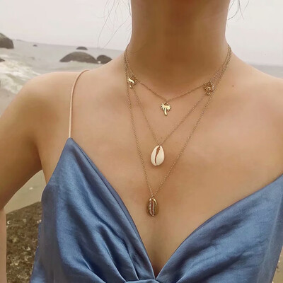 

New Bohemia Multi-layer Gold Metal Alloy Stars Pendant&Necklaces For Women Summer Boho Choker Necklaces Party Wedding Jewelry