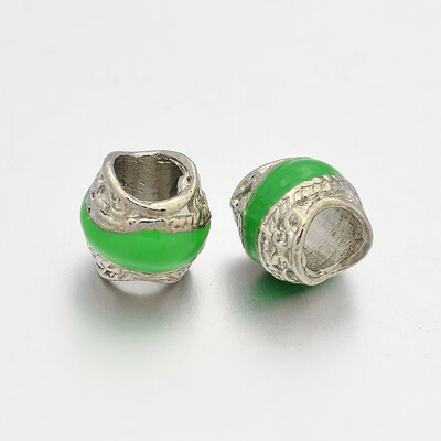 

Platinum Plated Alloy Enamel European Beads Large Hole Rondelle Beads LimeGreen 95x9mm Hole 5mm