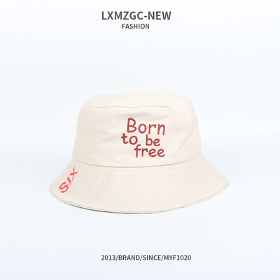 

Lovers new hat letter embroidered fishermans hat outdoor sun shading sun hat large eaves flat top basin hat
