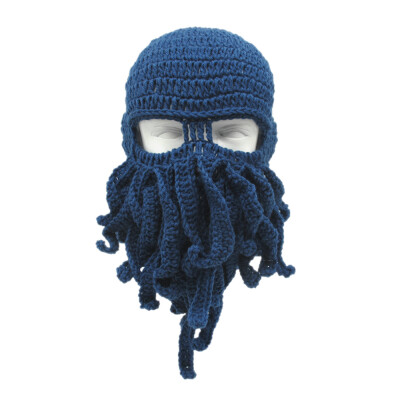 

Funny Winter Warm Octopus Mustache Hat Cable Knitted Wool Cap Windproof Skull Ski Caps Cosplay Squid Mask