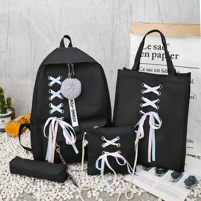 

Ins wind bag high school student backpack female 2019 new Korean version of the four-piece fashion trend student backpack