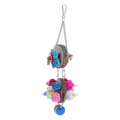 

Pet Bird Toys Wood Plastic Rattan Balls Chain Parrot Chew Cage Hanging Toys