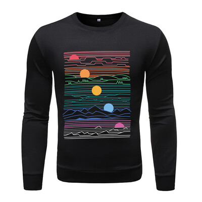 

Toponeto Mens Fashion Long-sleeved Round Neck Solid Color Printing Sweater Tops Blouse