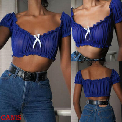 

Womens Sexy Casual Off Shoulder Tank Top Vest Blouse Summer Short Crop Top Shirt