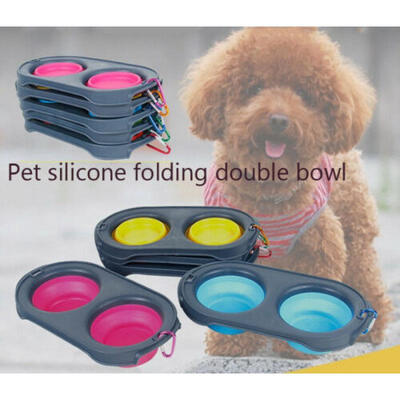

Silicone Cat Dog Pet Feeding Bowl Water Dish Feeder Travel Portable Collapsible