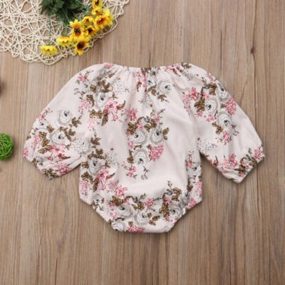 

Lovely Newborn Baby Girl Floral Long Sleeve Jumpsuit Romper Bodysuit Clothes