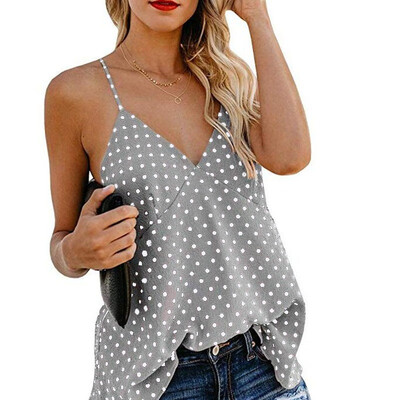 

Print V Neck Sexy Backless Vest Casual Top Camisole