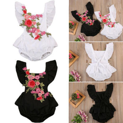 

US Newborn Baby Girl Floral Short Sleeve Romper Outfit Playsuit Bodysuit Clothes