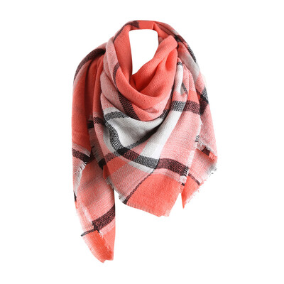 

Gobestart Women Winter Warm Color Stitching Long Wool Shawl Plaid Soft Neck Scarf