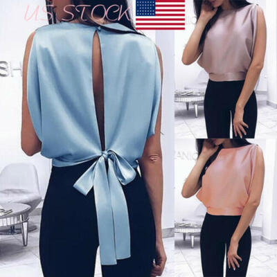 

US Women Fashion Loose Blouse Sexy Backless Tops Casual Vest Tank Top Crop Top