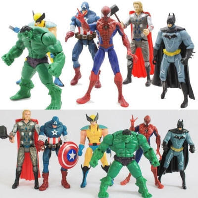 

6PcsSet Movie The Avengers HulkCaptainWolverineBatmanSpiderman Figure Collection