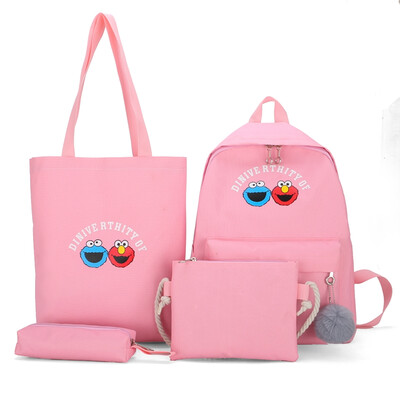 

Junior high school students college Feng Xiao fresh backpack double shoulder bag female Korean version of four pieces of sesame st