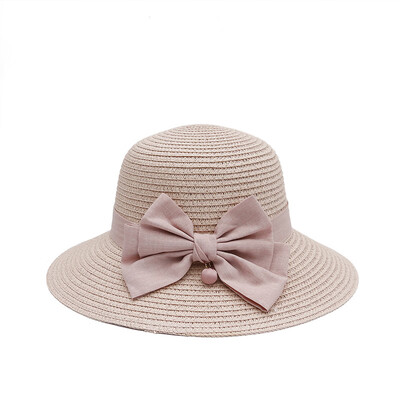 

Summer straw hat female bow fisherman hat outing sun shade hat set up small fresh beach sun hat tide