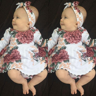 

Newborn Kid Baby Girls Floral Christmas Dress Princess Party Clothes Set