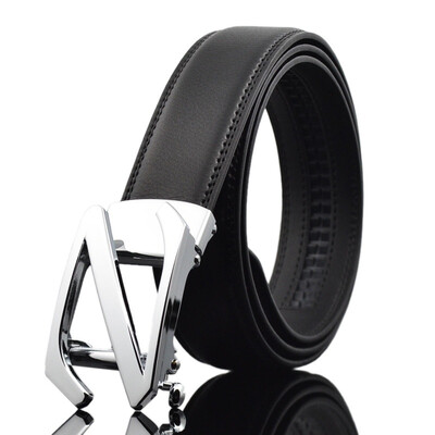 

xsby Mens Leather Dress Belt with Automatic Buckle Slide Ratchet Belt for Men with Genuine Leather