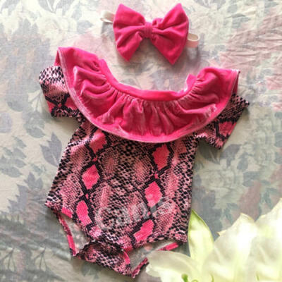 

Newborn Baby Girl Snake Print Romper Bodysuit JumpsuitHeadband Clothes Outfits
