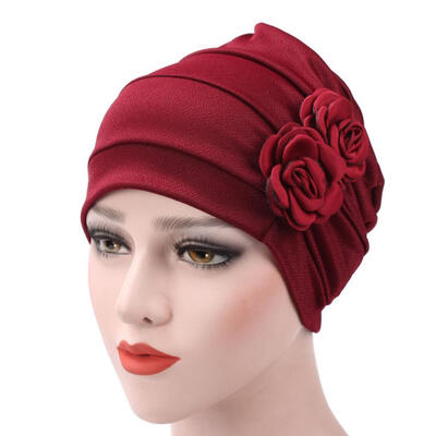 

Women\s Rose Flowers Muslim Beanie Cap Snood Cancer Hat for Chemo Hair Loss