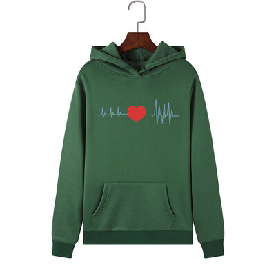 

Tailored Women Long Sleeve Heart Print Hooded Sweatshirt Automn&Winter Blouse Lady Tops