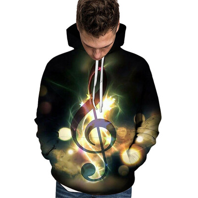 

Tailored Unisex Mens New Style 3D Hat Guard Fashion Musical Note Printed Blouse