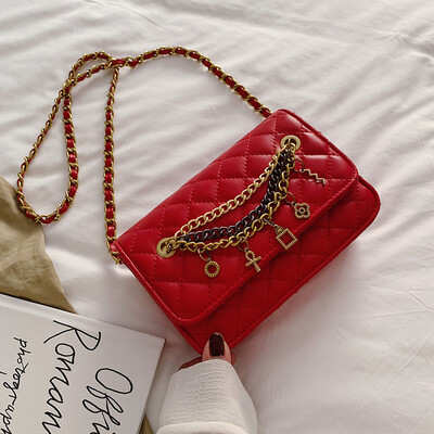 

Ins High-level Magenta Hitchg chain womens bag2019 new style Korean-style small casual one-shoulder one-shoulder one-sho