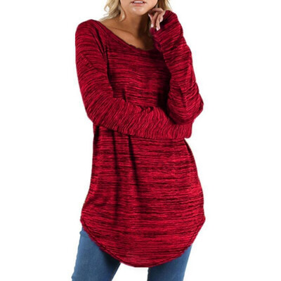 

Women Long Sleeve O-neck T-Shirt Women Solid Long T Shirt Autumn Casual Loose Tshirts Tops Female Plus Size