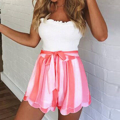 

Tailored Women Ladies Casual Printing Striped Petal Double Layer Pants BKL