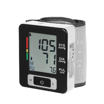 

AlphagoMed Clinical LCD Automatic Wrist Blood Pressure Monitor with Adjustable Cuff Pulse Rate DetectTwo User Modes90 Data Memor