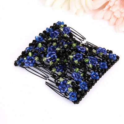 

Double Hair Comb Magic Beads Elasticity Clip Stretchy Hair Comb Clips Fashion
