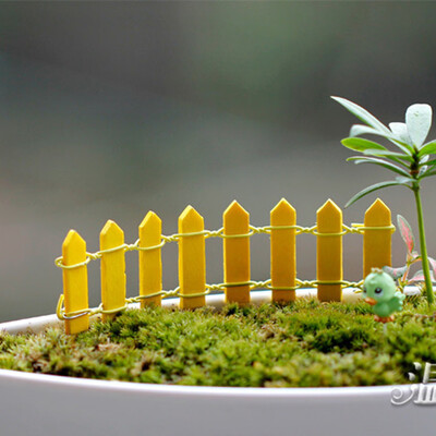 

Gobestart 2pc Wood Fence Palisade Miniature Garden Home Decoration Mini DIY Craft Micro