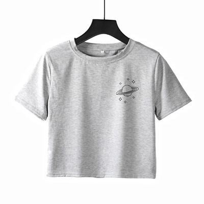 

Nomeni Fashion Women Short Sleeve Planet Printed Casual T Shirt O Neck Tops Blouse