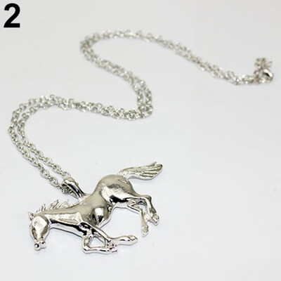 

Womens Luxury Running Horse Pendant Long Sweater Chain Necklace Fashion Jewelry