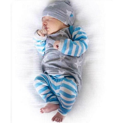 

Cute Lovely Winter Star Striped Warm Cotton Soft Long Sleeve Baby Boys Girls Shirts Outfits Clothes