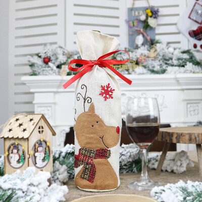 

Gobestart Christmas Red Wine Bottle Bag Cartoon Christmas Decoration Wine Gift Bag