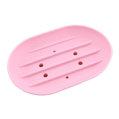 

Oval Shaped Non-Slip Silicone Drain Soap Holder Bathroom Soap Storage Box