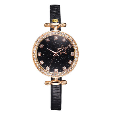

Korean version of the small student watch wish hot new diamond starry quartz watch crocodile pattern PU fashion watch