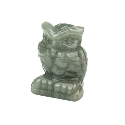 

Siaonvr 1Pcs Hand Carved Owl Jade Gemstone Ornament Craft Paperweight